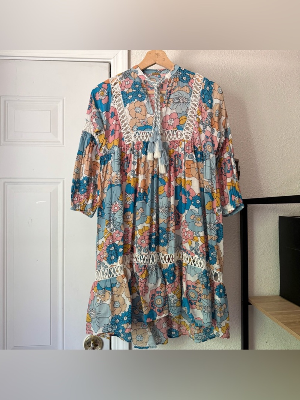 DODO BAR OR girl’s boho 8-10 year multicolor cotton floral lace midi‎ dress